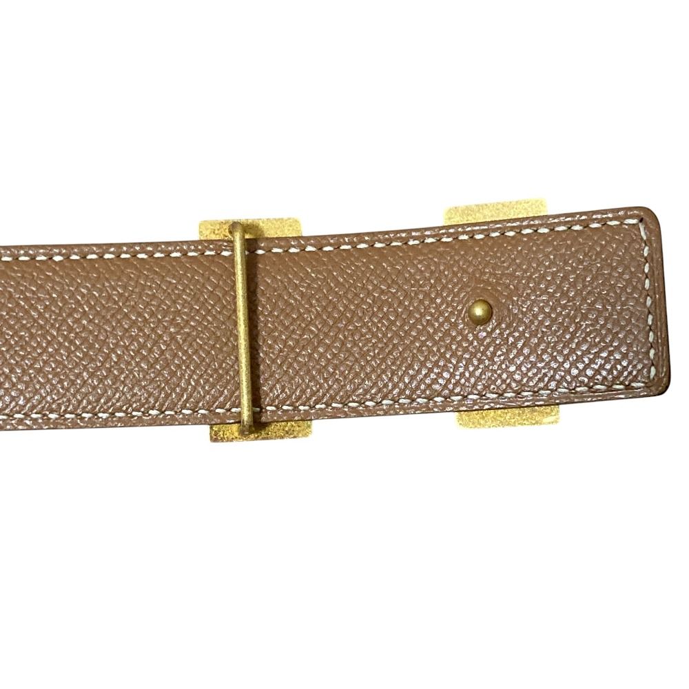  HERMES エルメス コンスタンス ゴールドHバックル レザーベルト 72 ブラック×キャメル レディース 古着 ベルト 小物