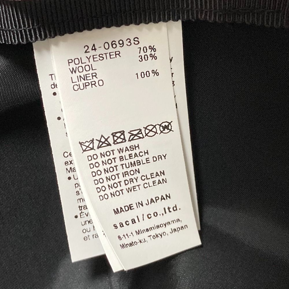  24 SS sacai サカイ S Cap Suiting キャップ 24-0693 ブラック メンズ レディース 古着 その他 キャップ