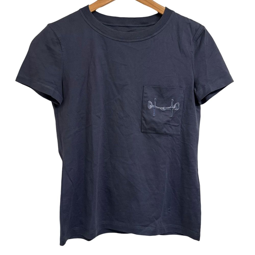 美品 HERMES エルメス ホースビット刺繍 半袖 クルーネック Tシャツ