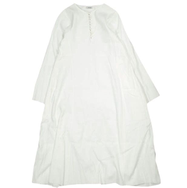 YAECA ヤエカ ノーカラーAラインシャツワンピース 69708 S WHITE 長袖