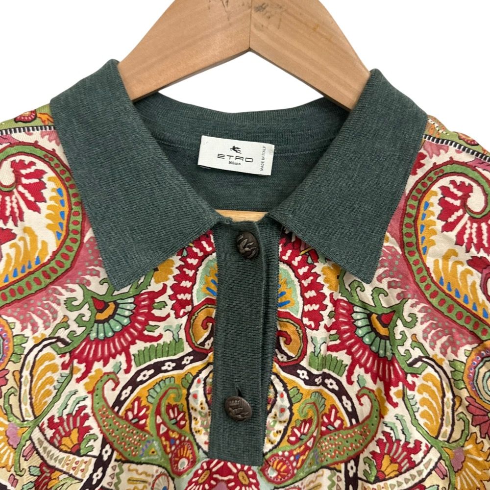 美品 22SS ETRO エトロ ペイズリー柄 切替え シルク 半袖 ニット