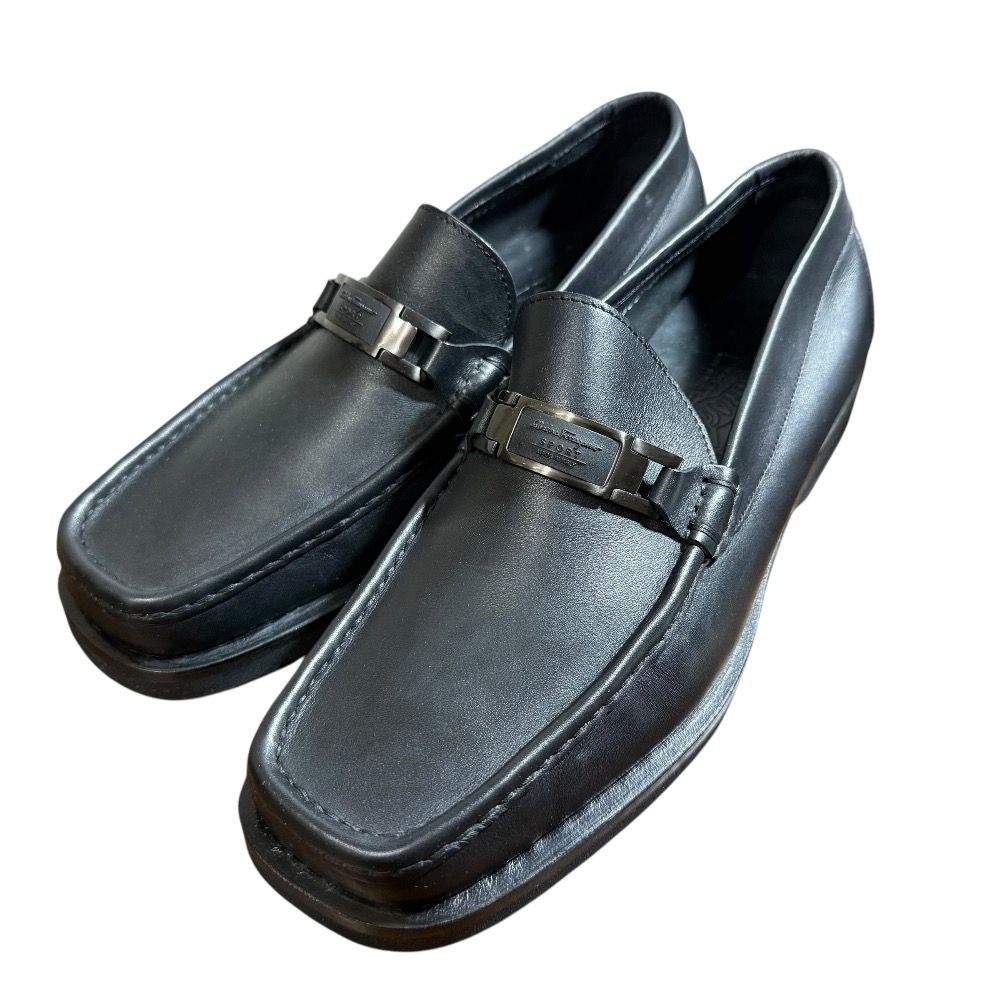 Salvatore Ferragamo サルヴァトーレフェラガモ レザー ロゴプレート ローファー サイズ9 27 cm相当 ブラック メンズ 古着