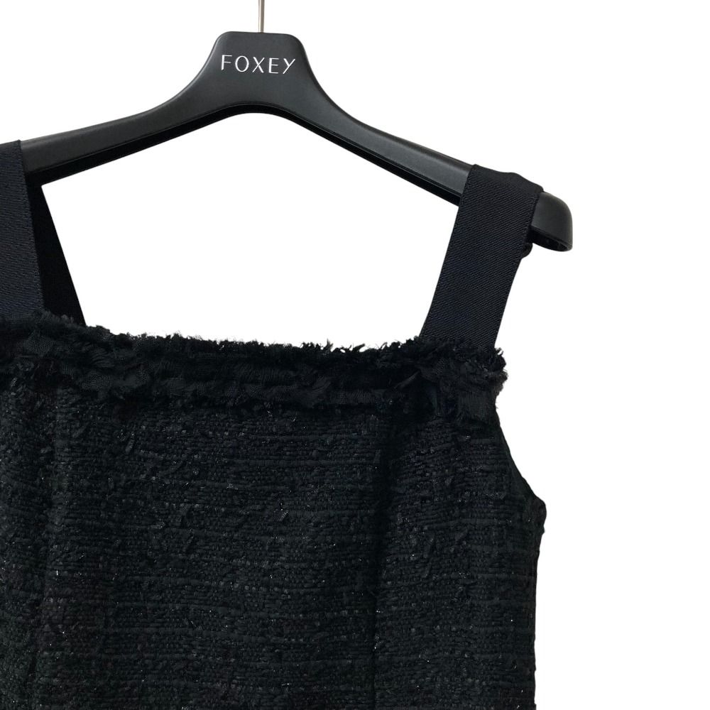 FOXEY フォクシー Dress French Sucre リボンツイードワンピース 36935 サイズ38 ネイビー レディース 古着