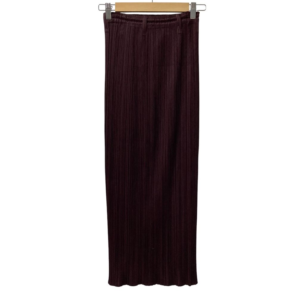 ISSEY MIYAKE バーガンディ プリーツ ロングスカート 美品 PLEATS PLEASE ISSEY MIYAKE プリーツプリーズ イッセイミヤケ