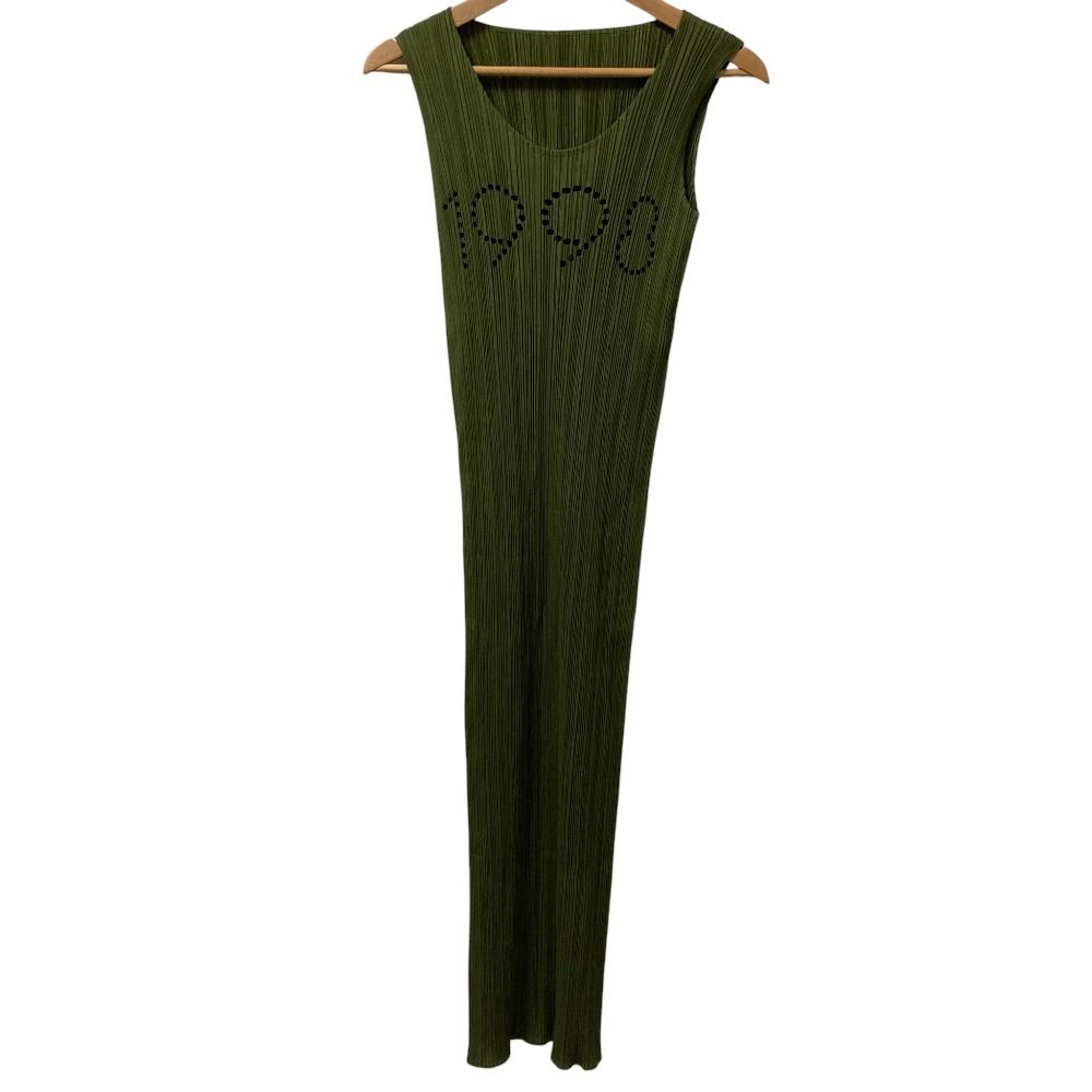 美品　プリーツプリーズ　ロングパンツ　ポケット付　ダークグリーン　サイズ1 美品 プリーツプリーズ ロングパンツ ポケット付 ダークグリーン