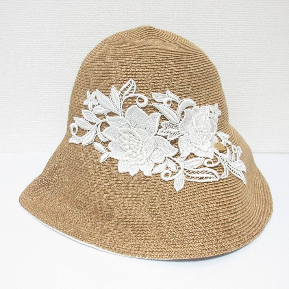 美品 Athena New York アシーナニューヨーク レース装飾 ワイドブリム