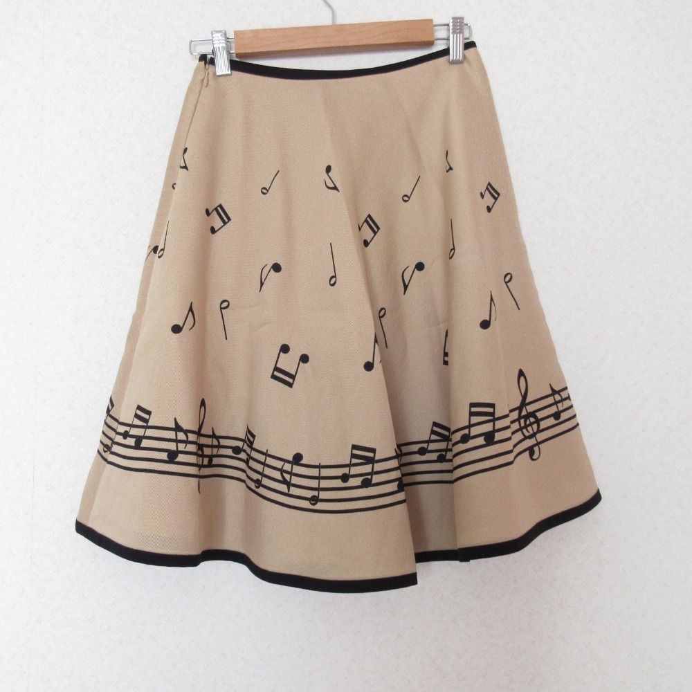美品 M'S GRACY エムズグレイシー 音符柄 ひざ丈 フレアスカート 38