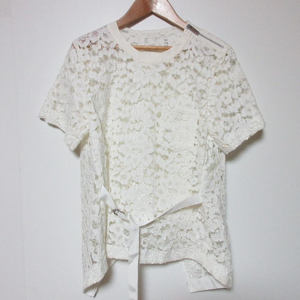 美品 sacai サカイ フラワーレース 半袖 カットソー 16-02626 サイズ2
