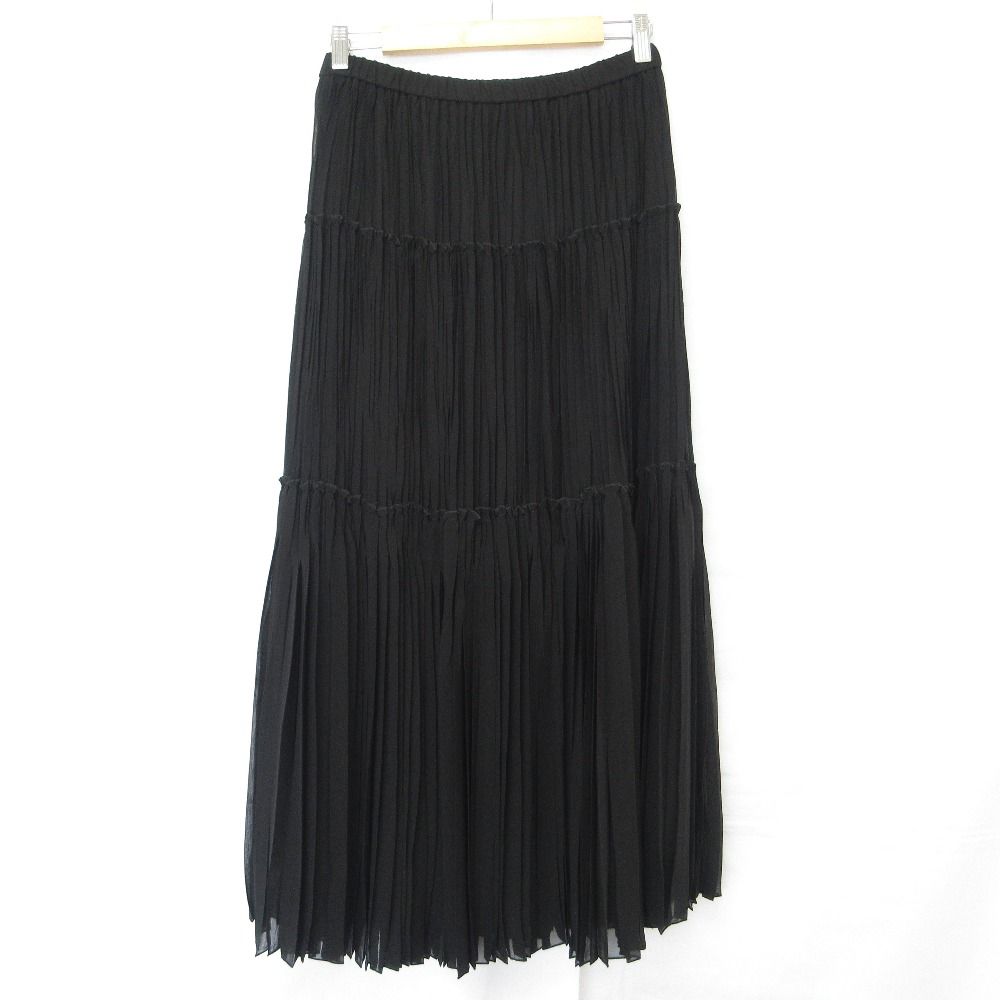 インゲボルグ 3段ティアードクリスタルプリーツ シフォンスカート サイズ4 ブラック レディース 古着 その他 ロングスカート スカート