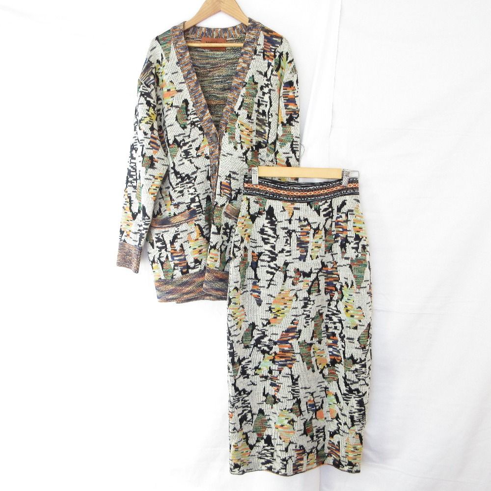 ミッソーニ・ニットスーツ・Ｌサイズ・カーディガン・スカート・セットアップ・美品 ミッソーニ・ニットスーツ・Lサイズ・カーディガン・スカート