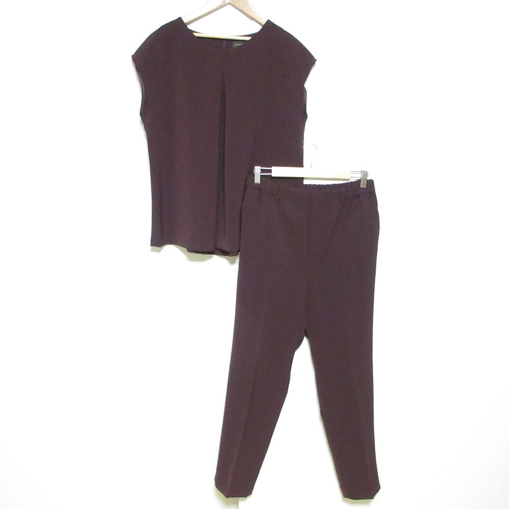 マッキントッシュ ノースリーブ ブラウス イージーパンツ セットアップ 大きいサイズ 44 ワイン レディース 古着