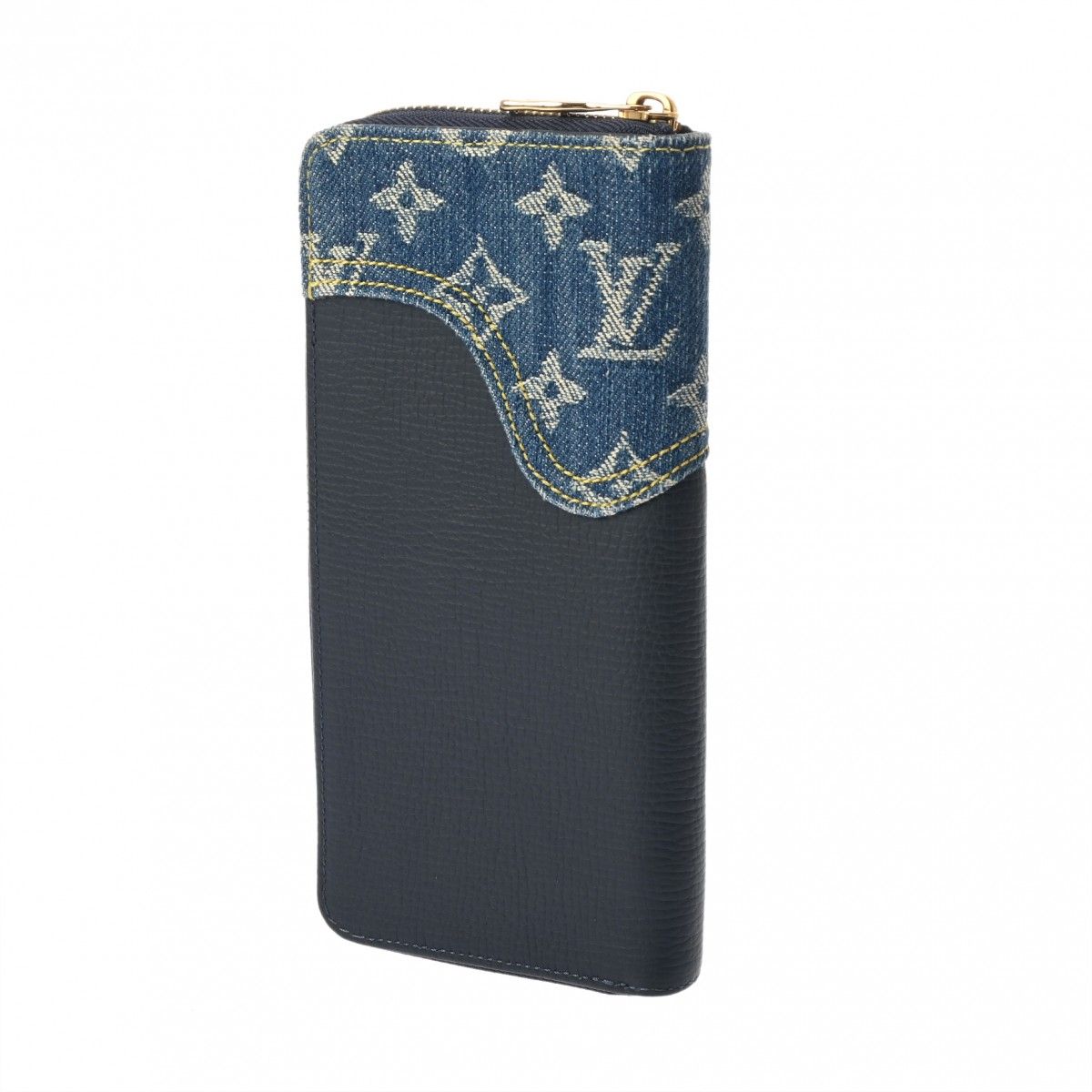 ルイヴィトン モノグラムデニム ジッピーヴェルティカル NIGO LV made ネイビー M 81107 ユニセックス デニム 長財布
