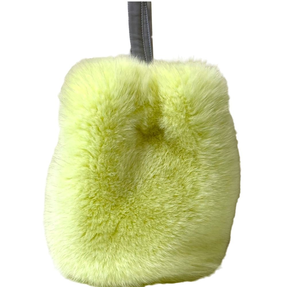 美品 LUDLOW ラドロー ファー ハンドバッグ レモンイエロー レディース