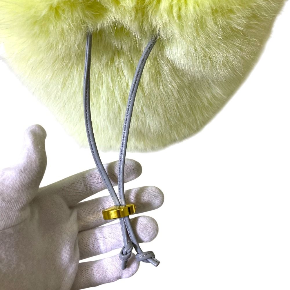 美品 LUDLOW ラドロー ファー ハンドバッグ レモンイエロー レディース