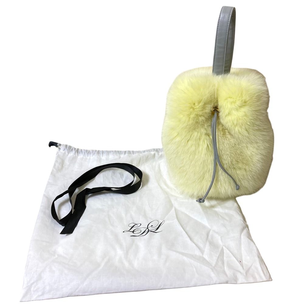 美品 LUDLOW ラドロー ファー ハンドバッグ レモンイエロー レディース