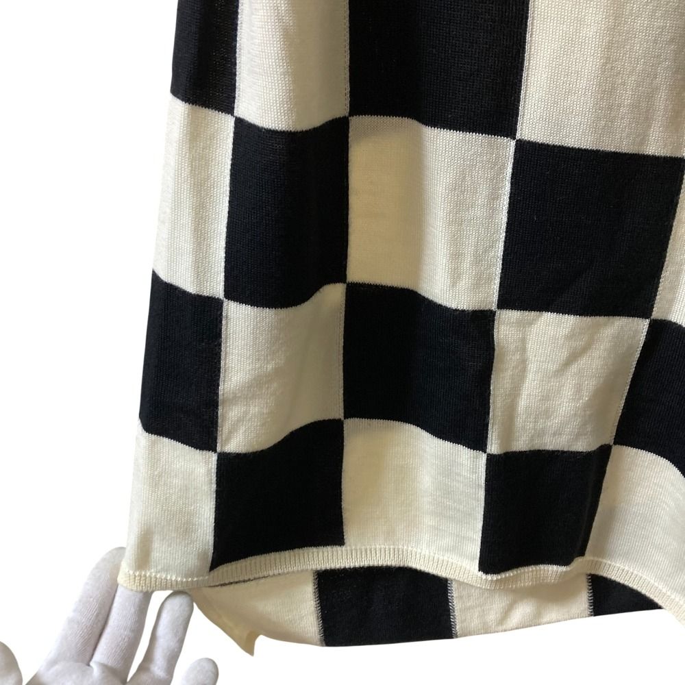  AD 2021 COMME des GARCONS コムデギャルソン フラッグチェック ノースリーブ ニット GI-N 004 XSサイズ ブラック ホワイト系 レディース 古着 ノースリーブ ニット セーター