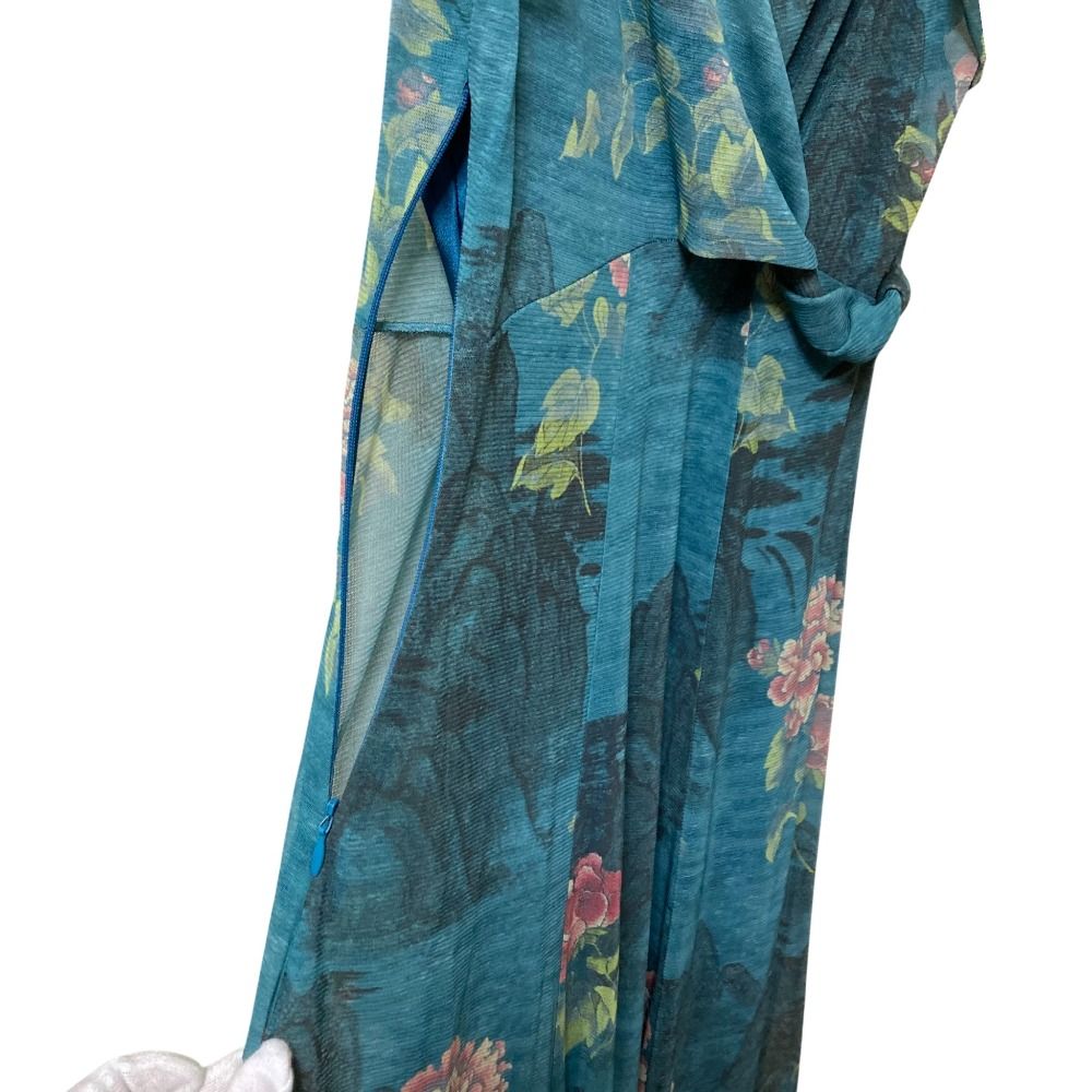 フラワープリント パワーネットドレス