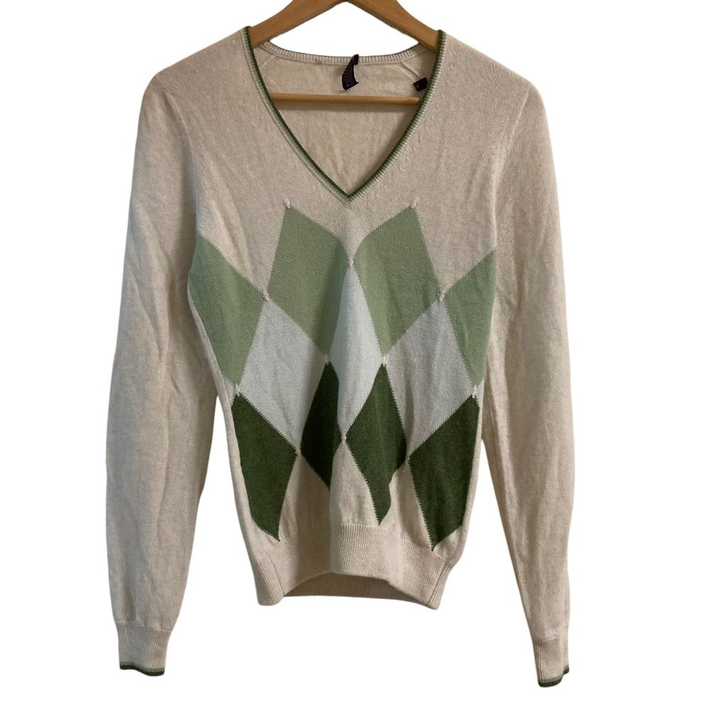 美品 BALLANTYNE バランタイン カシミヤ100％ Vネック アーガイル柄