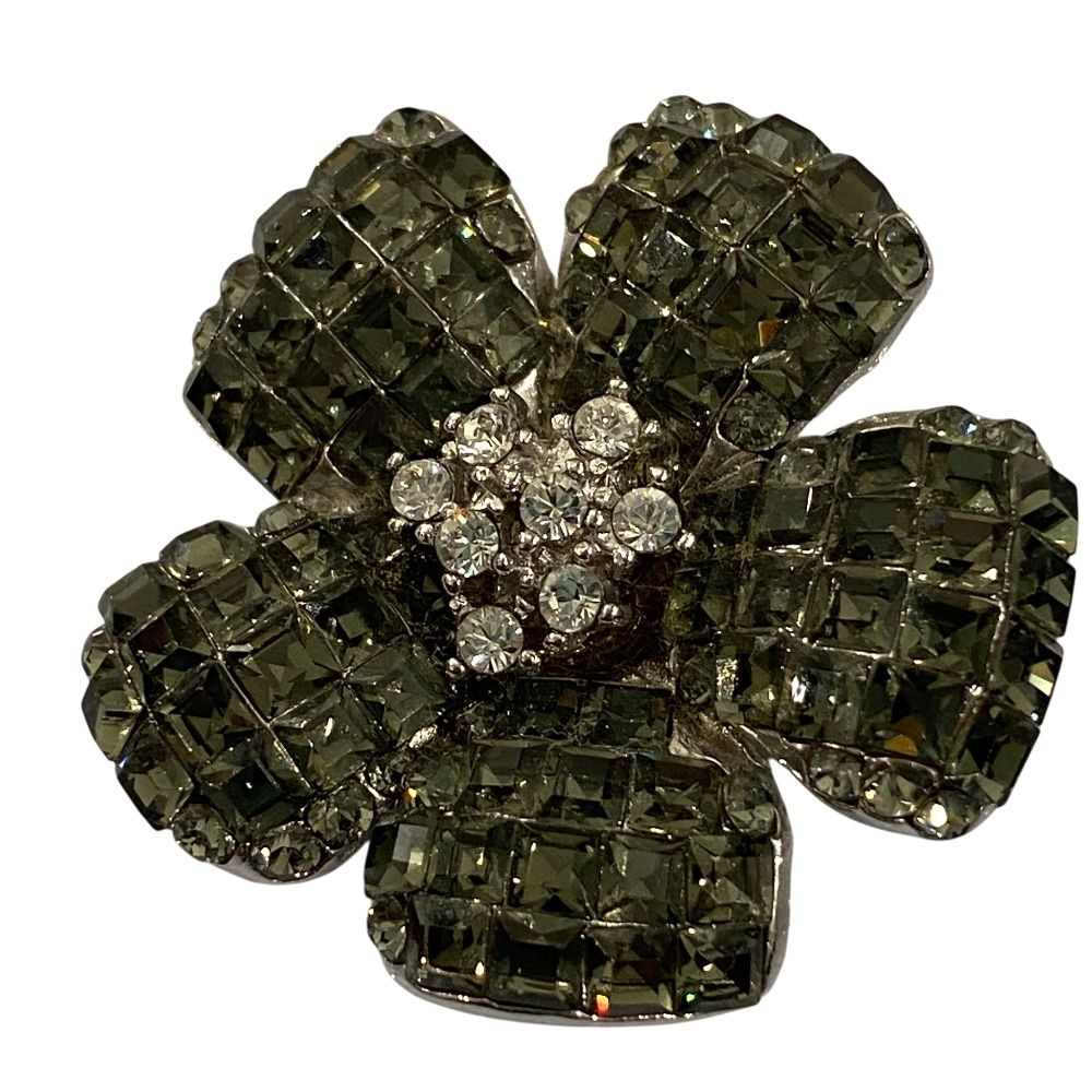 美品 FOXEY フォクシー Fleur フラワーモチーフ ラインストーン