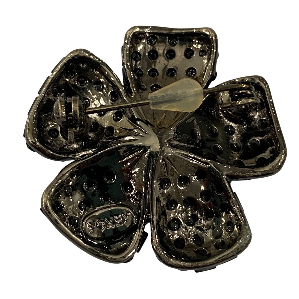 美品 FOXEY フォクシー Fleur フラワーモチーフ ラインストーン