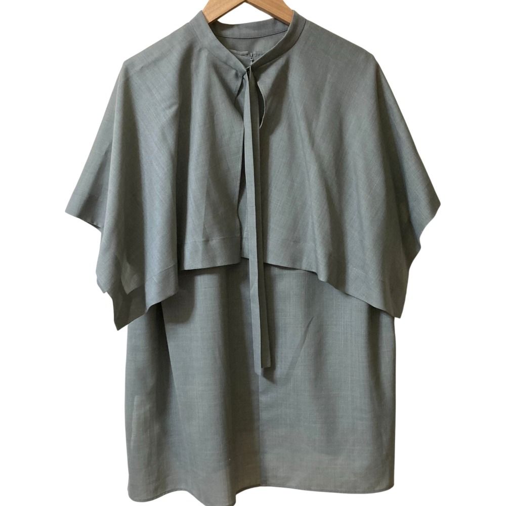 24 AW ebure エブール 2 WAY クリアボイル ケープ ブラウス グレー レディース 古着