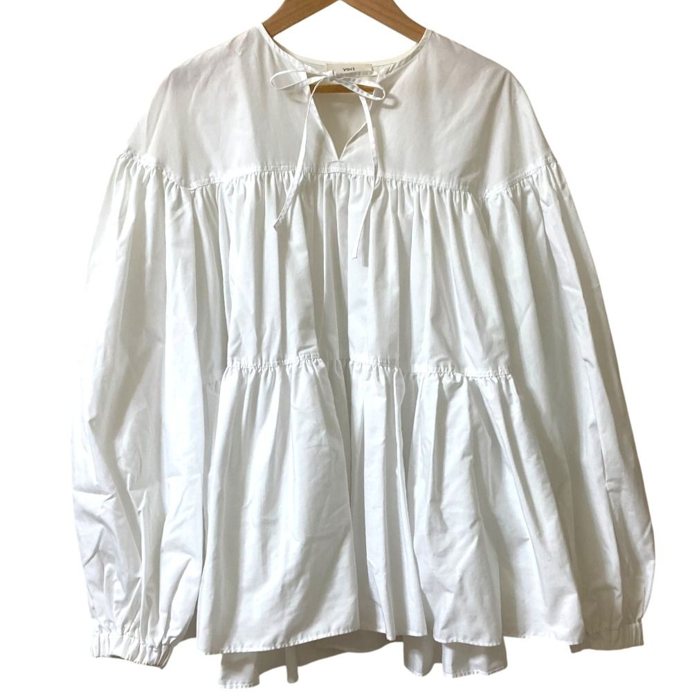 良品 yori ヨリ ボリュームギャザー ブラウス Fサイズ ホワイト
