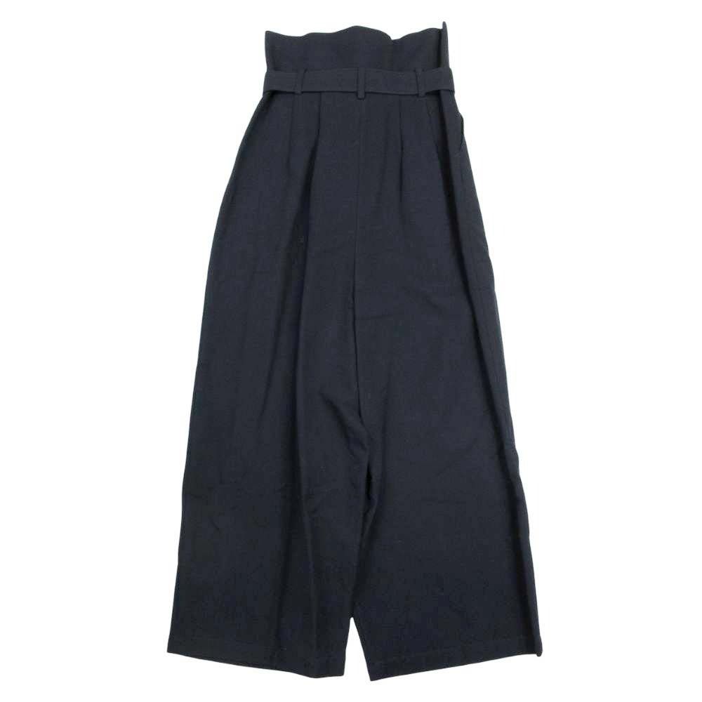 ENFOLD エンフォルド ツイスト ワイドパンツ ハイウエスト トラウザー スラックス ベルト付 36 紺 ネイビー レディース 古着