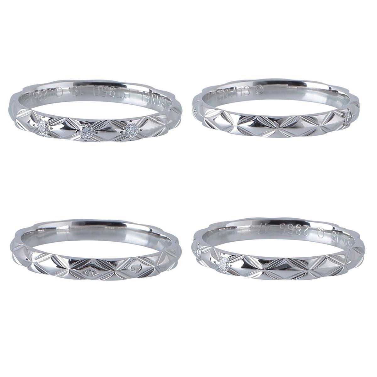 シャネル マトラッセ ダイヤ リング スモール #47 3PD PT950 J2821型