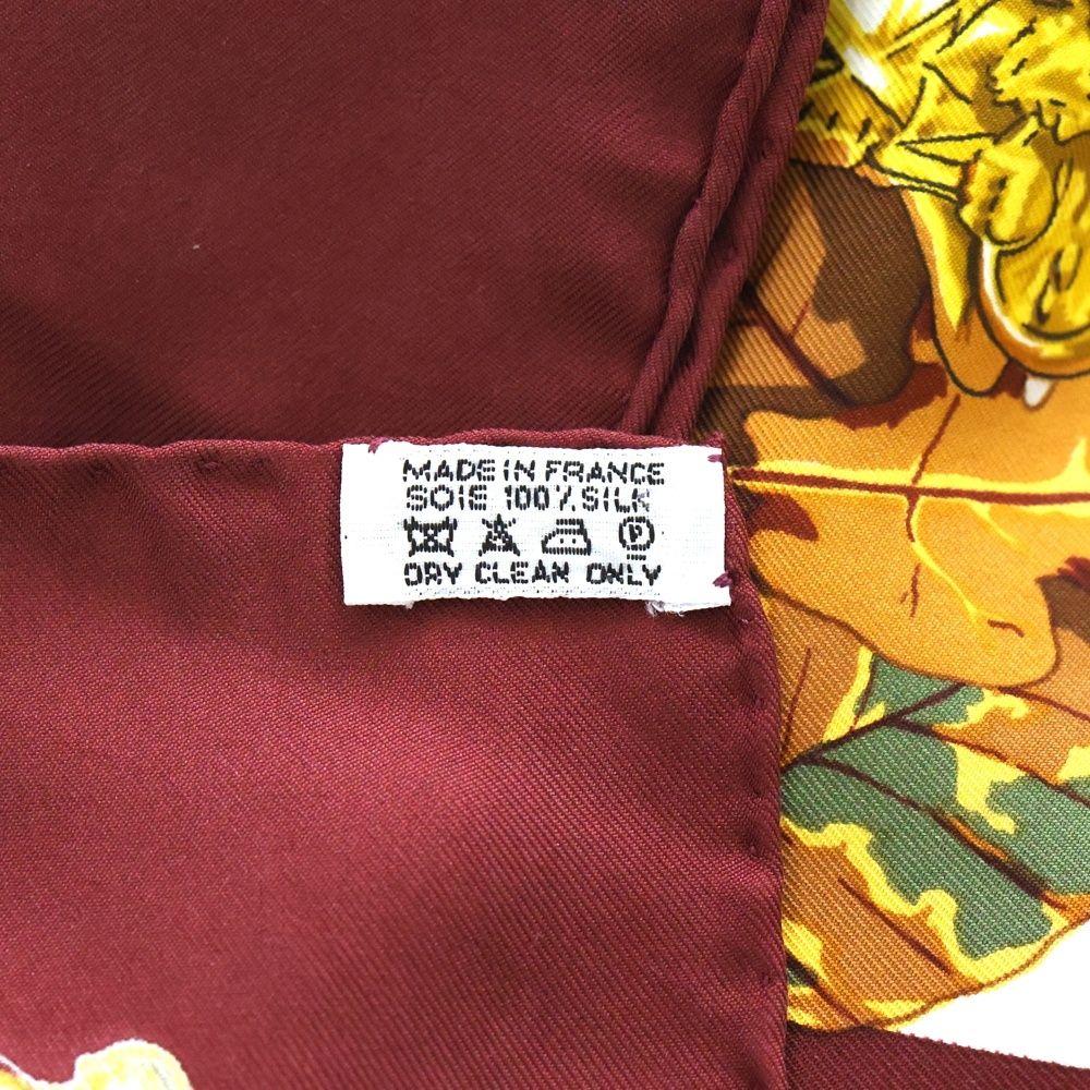 HERMES (エルメス) カレ90 AU PLUS DRU 紅葉 スカーフ ボルドー