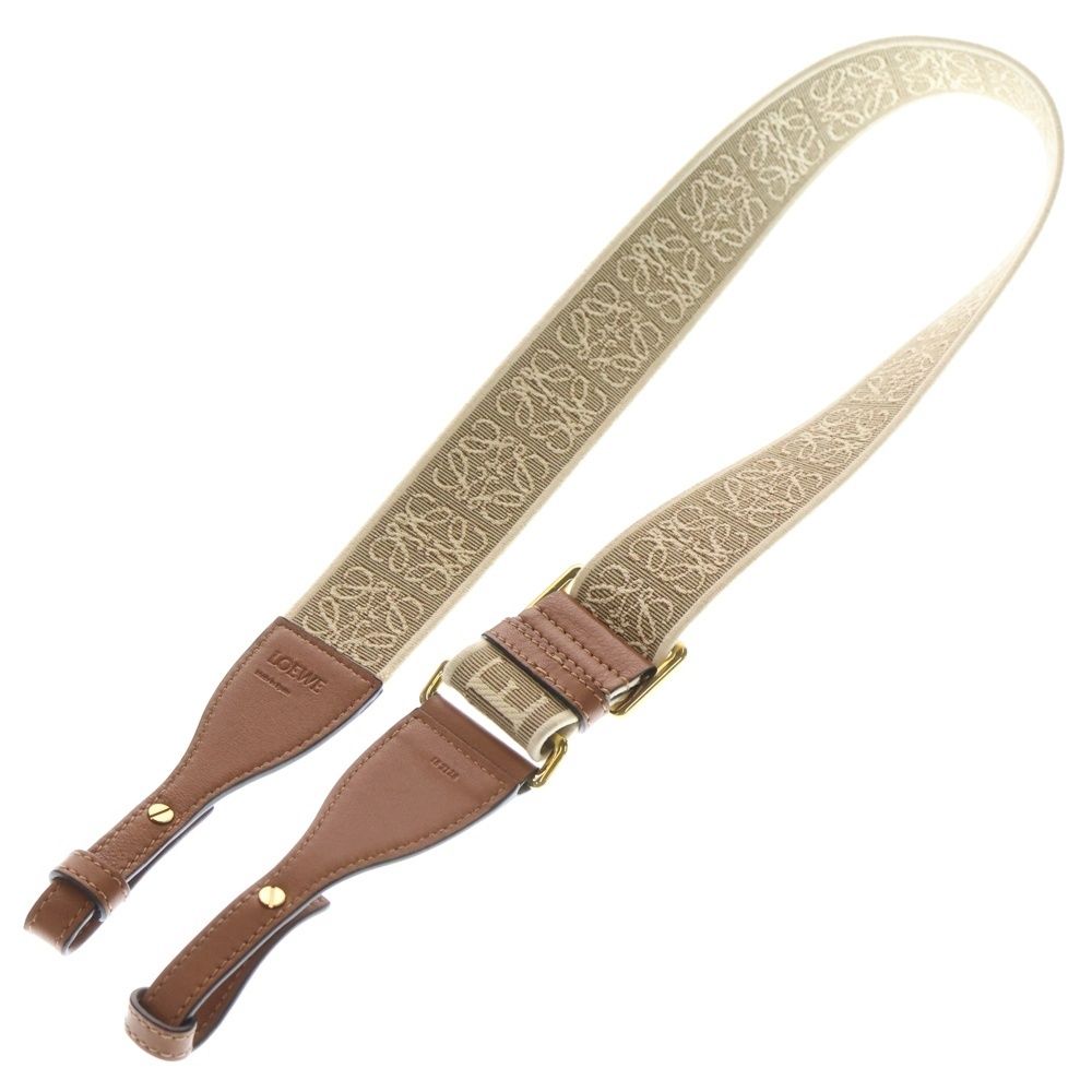 LOEWE (ロエベ) ショルダーストラップ ロゴ ブラウン×ベージュ レザー