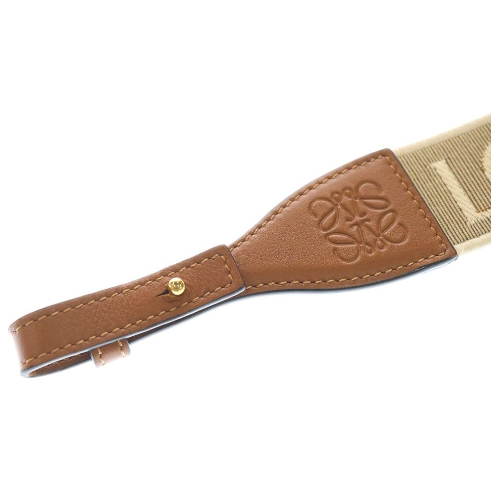 LOEWE (ロエベ) ショルダーストラップ ロゴ ブラウン×ベージュ レザー