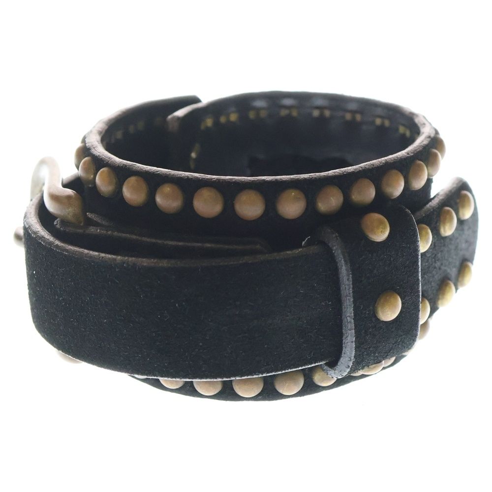 ナンバーナインスタッズブラックレザーバングル NUMBER (N)INE (ナンバーナイン) スタッズ バックル ベルト レザー