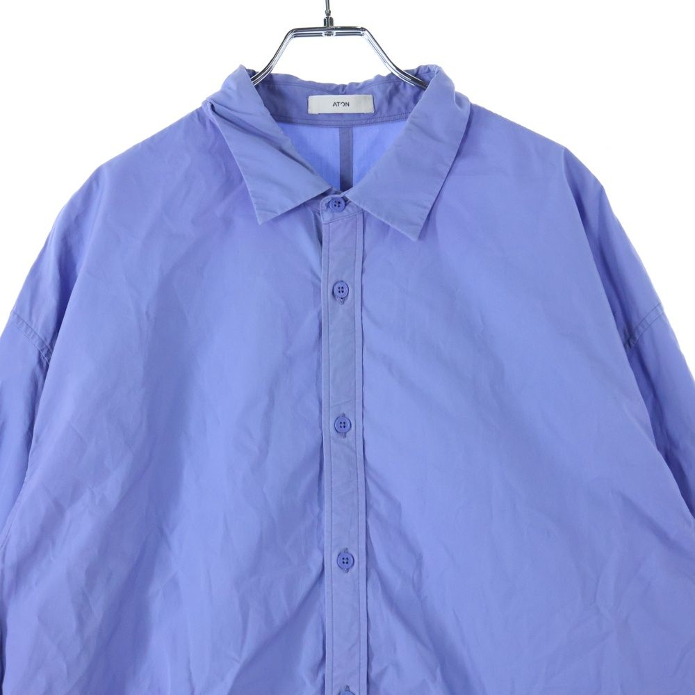 ATON (エイトン) 7B レギュラーカラー 長袖シャツ ブルー 7055536