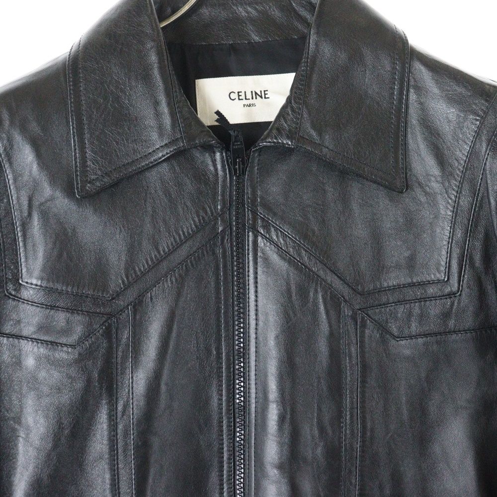 CELINE セリーヌ 23SS ソフトラムスキンレザージャケット ブラック 2E499280D CELINE (セリーヌ) 23SS ソフトラムスキンレザージャケット ブラック