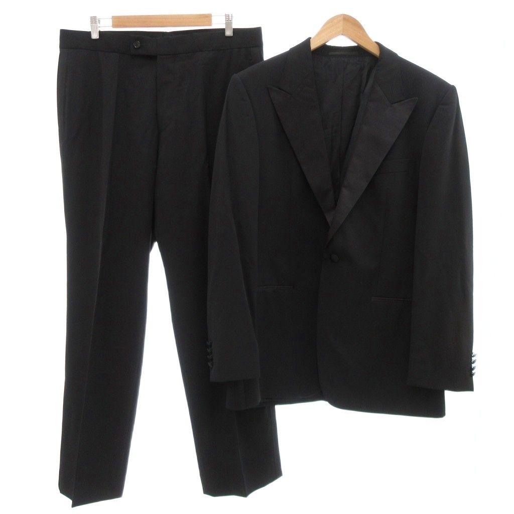 ヒューゴボス HUGO BOSS super 140 ウール ブラックスーツ タキシード ジャケット パンツ ハンガー付き 52 黒 ブラック UO MNK 2