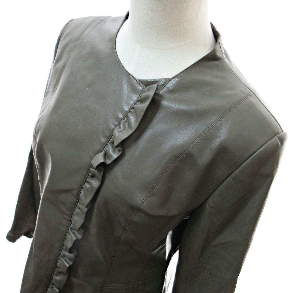 銀座マギー 近年モデル フェイクレザー ノーカラージャケット 革ジャン