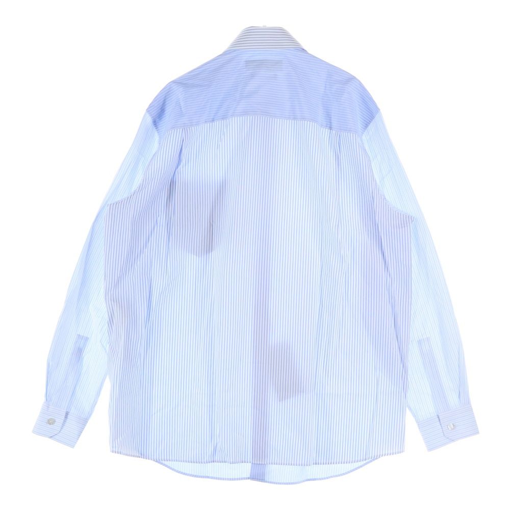 美品 グッチ GUCCI エンブレム刺繍 長袖シャツ サックスブルー GUCCI (グッチ) Emboss Logo Shirt エンボスロゴ ストライプ長袖シャツ