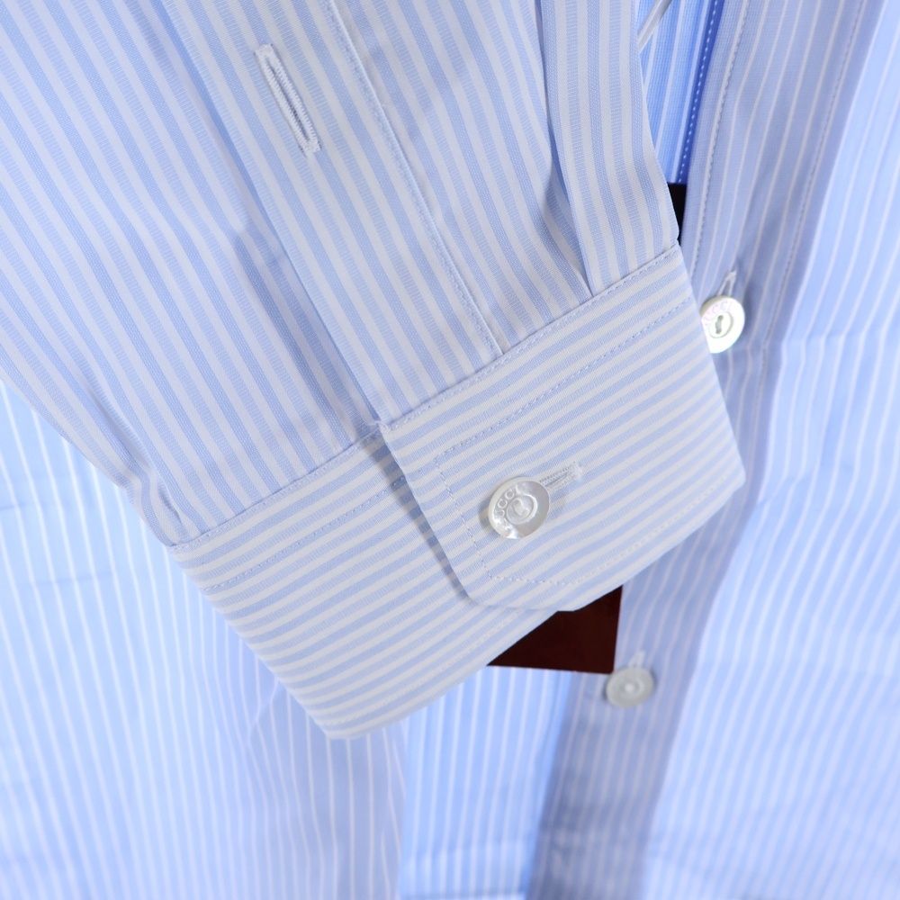 GUCCI (グッチ) Emboss Logo Shirt エンボスロゴ ストライプ長袖シャツ