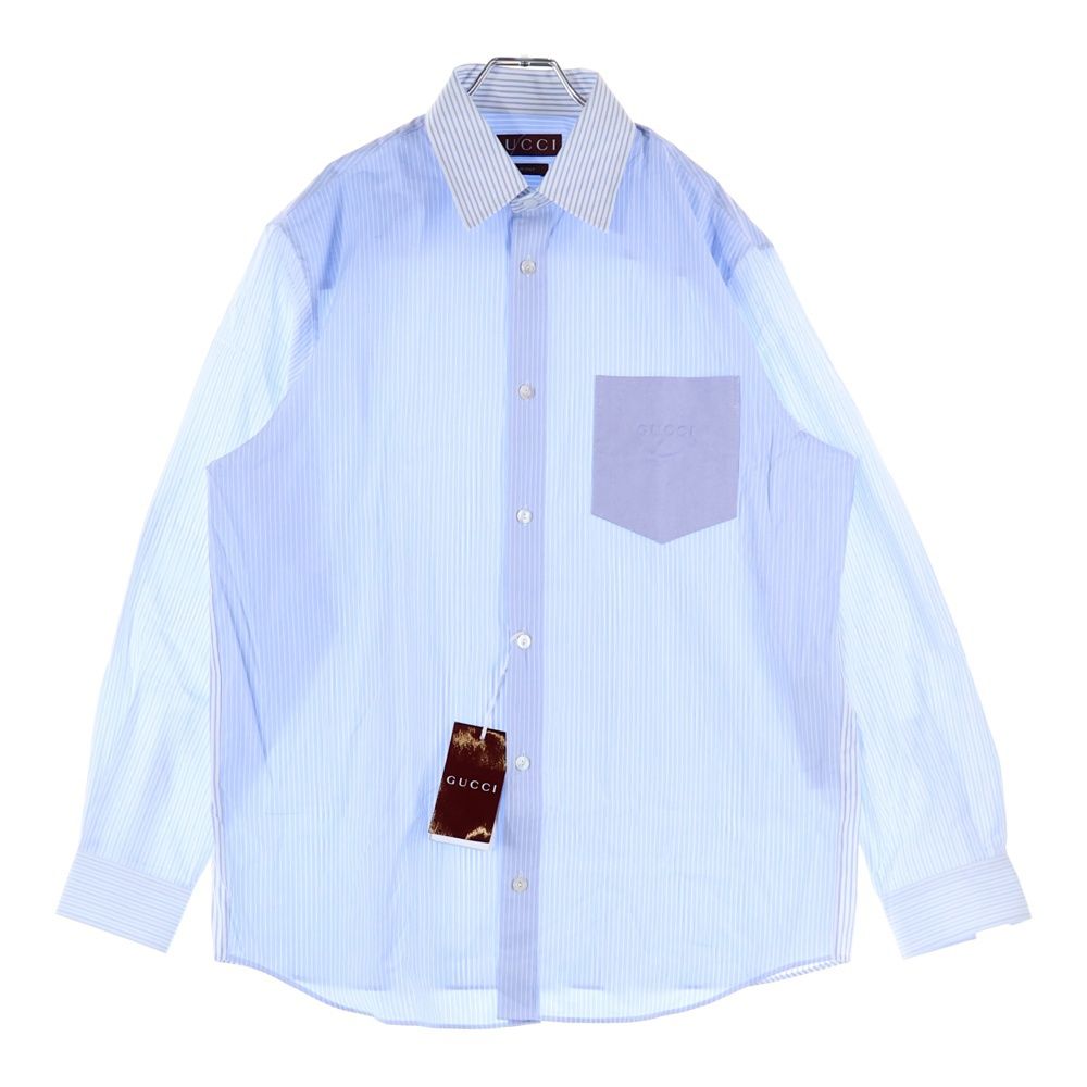 GUCCI (グッチ) Emboss Logo Shirt エンボスロゴ ストライプ長袖シャツ