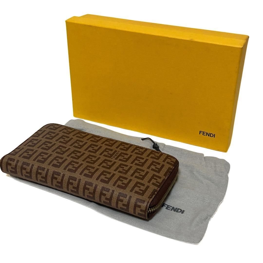 FENDI フェンディ ラウンドファスナー長財布 PVC ズッキーノ ズッカ