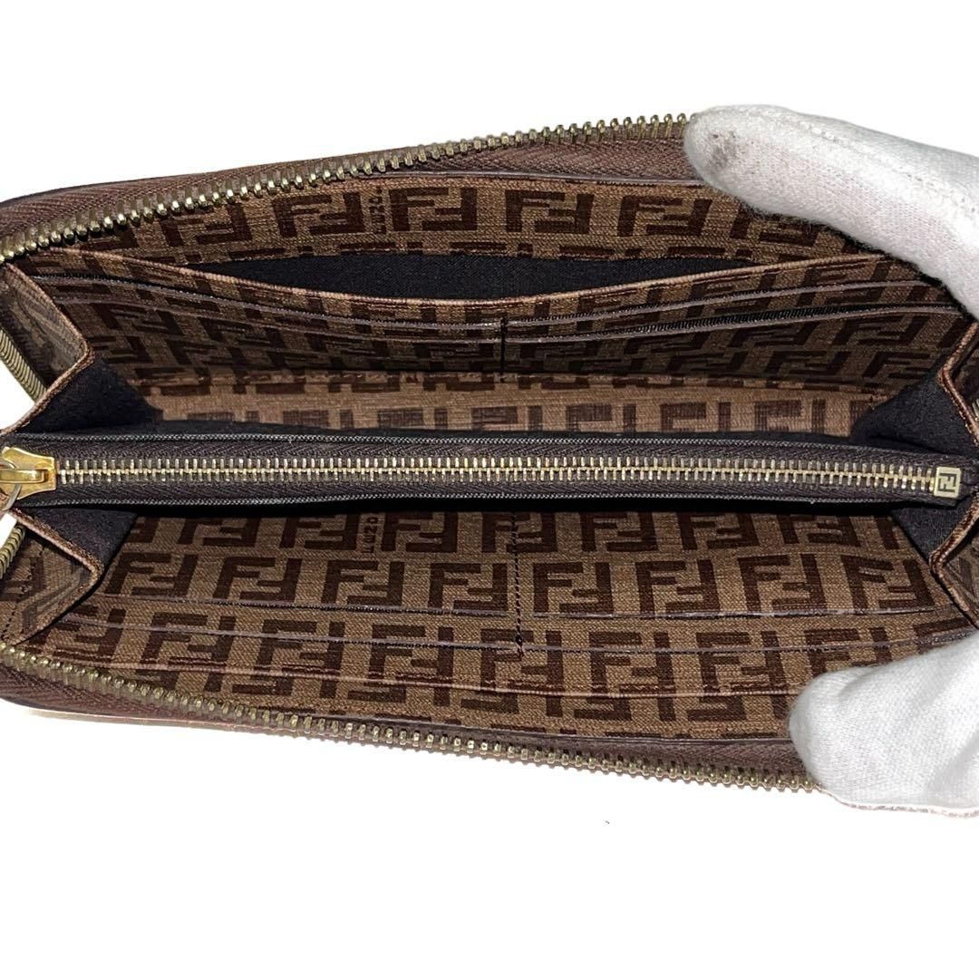 FENDI フェンディ ラウンドファスナー長財布 PVC ズッキーノ ズッカ