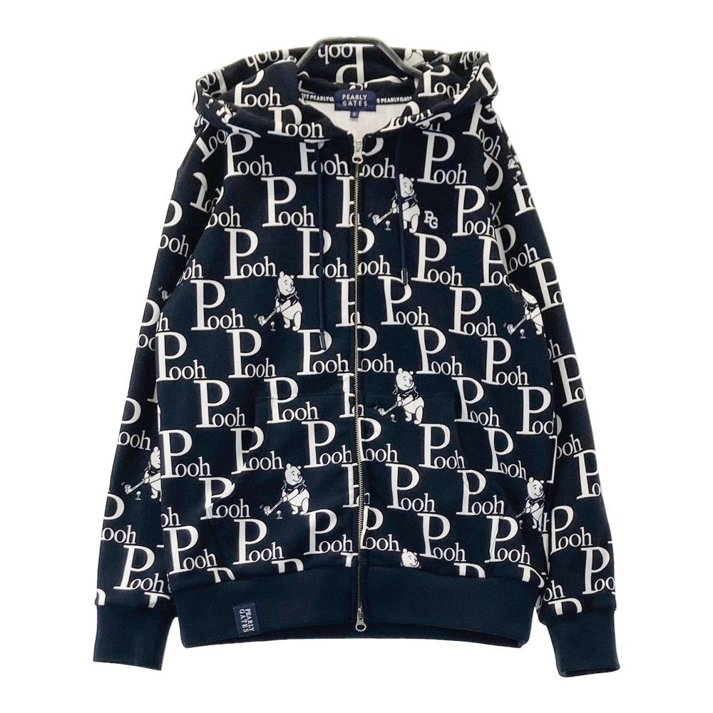 サイズ：0 PEARLY GATES パーリーゲイツ 2023年モデル ×DISNEY 裏起毛 ジップ パーカー 総柄 ブラック系 [240101567828] ゴルフウェア レディース ストスト