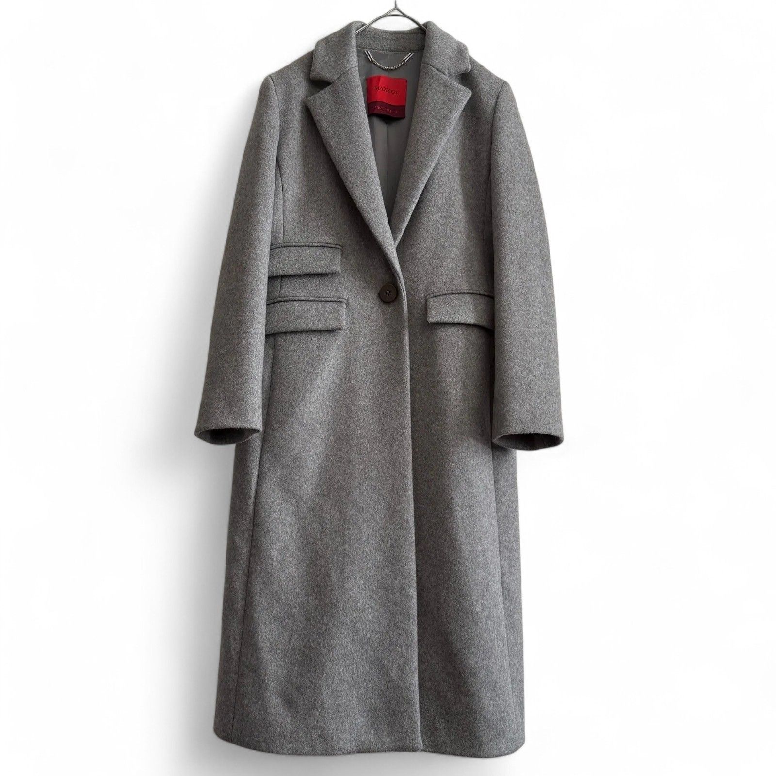 カシミヤ100%美品 マックスマーラ 上質チェスターコート グレー 38