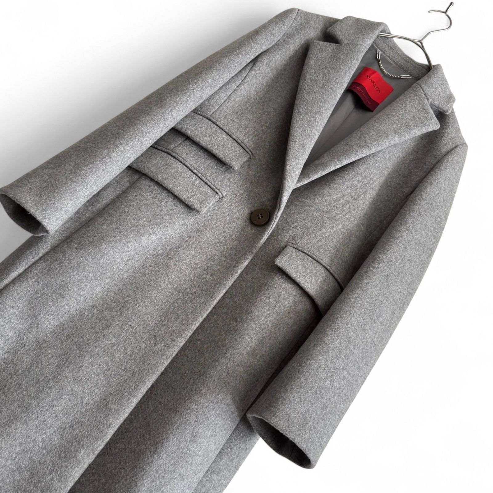 カシミヤ100%美品 マックスマーラ 上質チェスターコート グレー 38