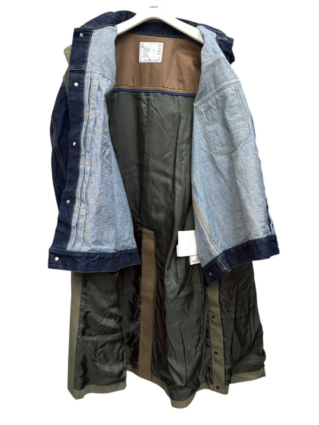 sacai (サカイ) デニムドッキングステンカラーコート ミリタリー