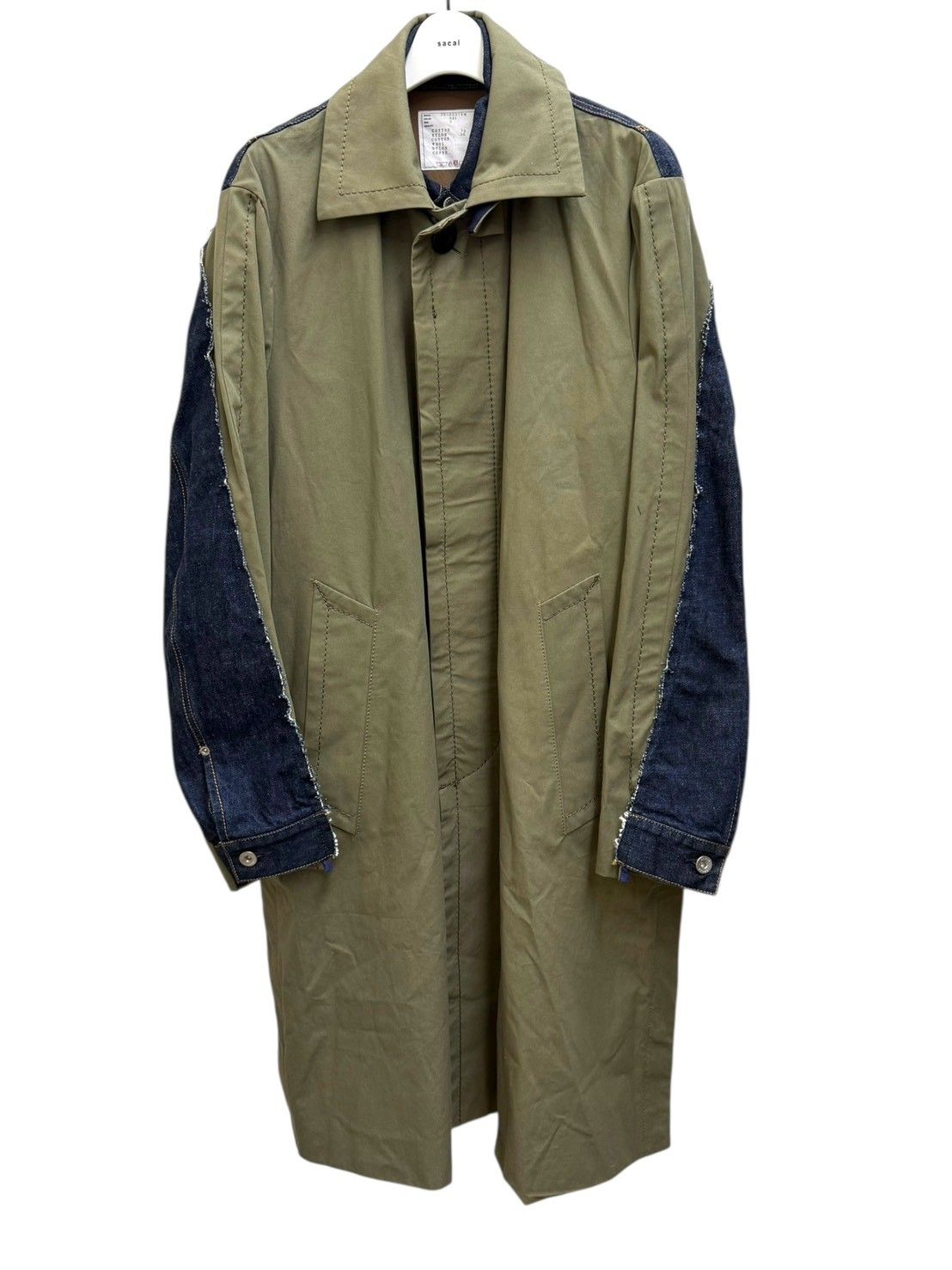 sacai (サカイ) デニムドッキングステンカラーコート ミリタリー