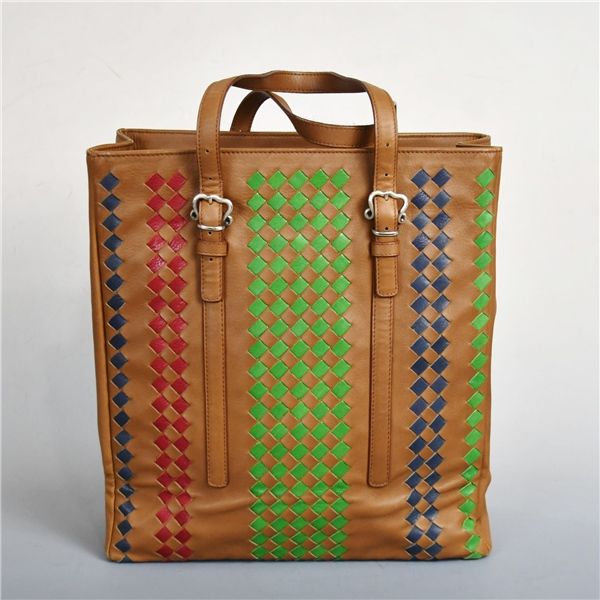 ボッテガヴェネタ ビジネス トートバッグ メンズ イントレ レザー 茶 美品✨ボッテガヴェネタ イントレチャート ビジネスバッグ レザー