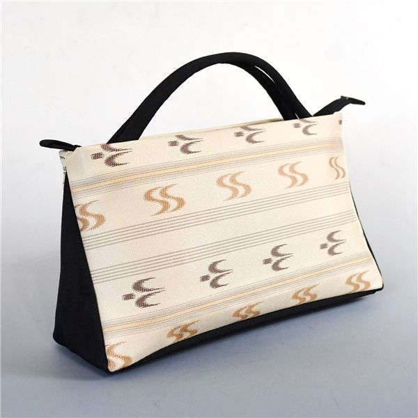 和装バッグ 利休バッグ クリーム ベージュ ハンドバッグ 燕柄 風柄