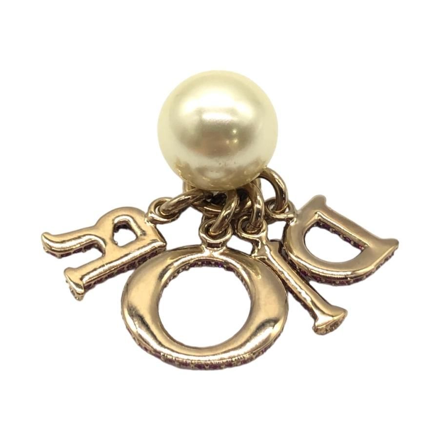 1145 クリスチャンディオール ピアス ゴールドトーンメタル レジンパール クリスタル ピンク CHRISTIAN DIOR
