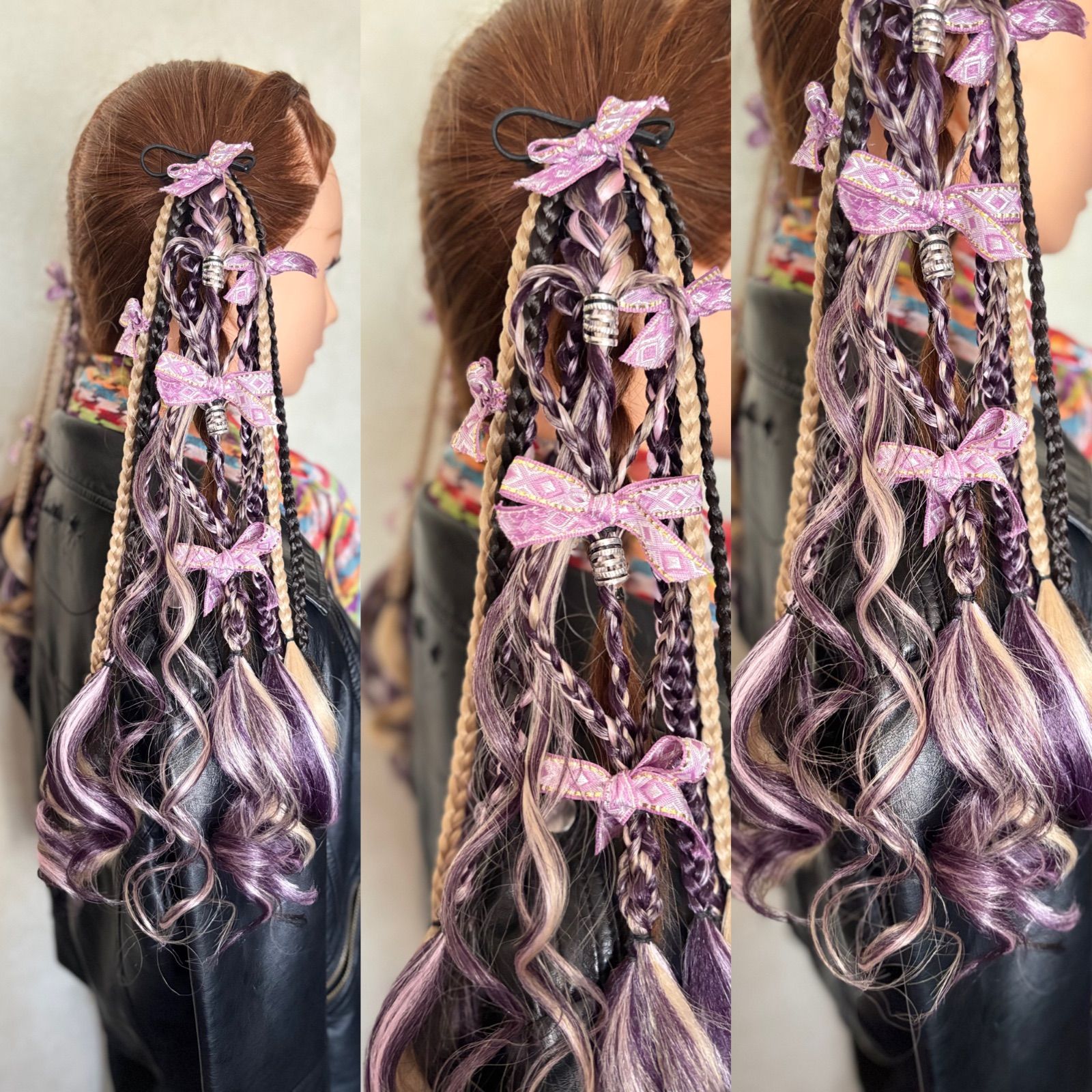 【現品限り】リングエクステ　ツイン　ハートアレンジ　イベントヘア　推し活パープル 現品限り】成人式 推し活 イベント リングエクステ ハートアレンジ